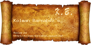 Kolman Barnabás névjegykártya