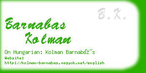 barnabas kolman business card